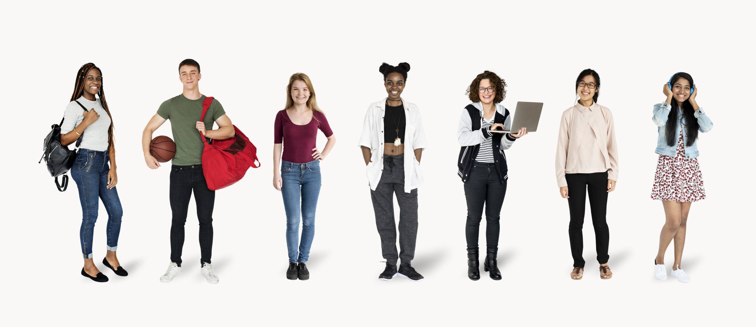 Young student character mockups set Young student character mockups set